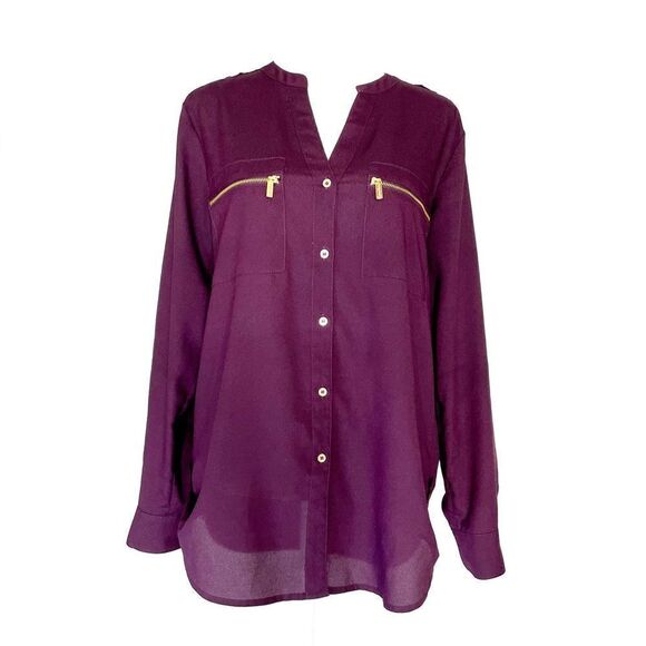 Calvin Klein Blouse Top Purple Size Small  Button - Picture 2 of 8